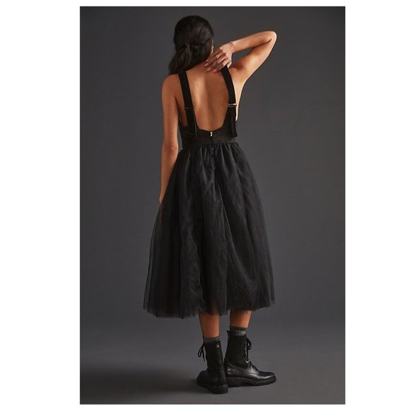 Anthro Denim tulle midi dress - Picture 4 of 12